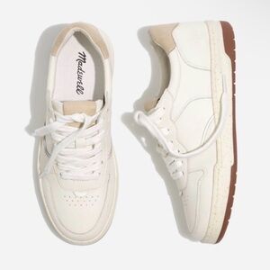 Madewell Off-White & Light Tan Leather Low-Top Sneakers